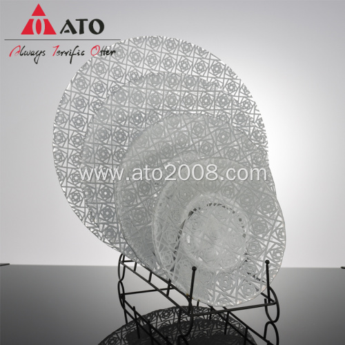 ATO creative tableware galss plate round glass plate